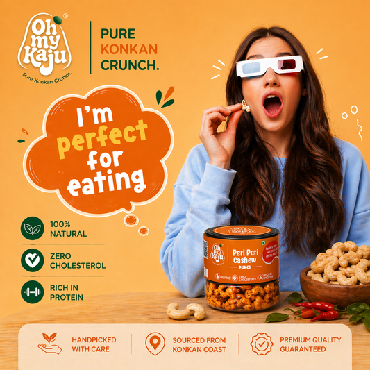 Peri Peri Punch Cashews | Spicy Roasted Flavoured Kaju | Premium Konkan Cashew Nuts – Oh My Kaju-100gms