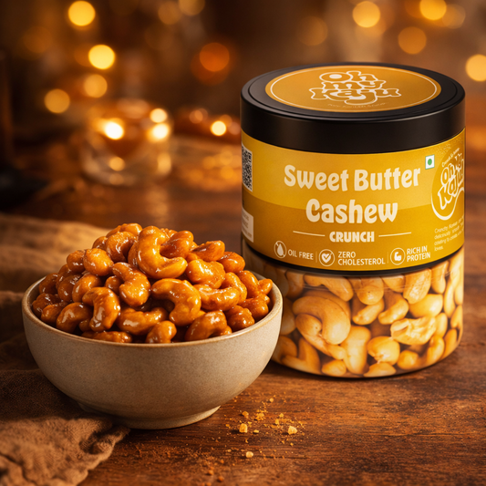 Oh My Kaju™ Premium Konkan Whole Cashew + Sweet Butter Cashew Crunch Combo Pack | Fresh, Crunchy, Protein-Rich (Zero Cholesterol)-100 gms each