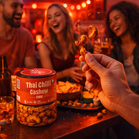 Oh My Kaju™ Premium Konkan Whole Cashew + Thai Chilli Cashew Combo Pack | 100% Natural, Zero Cholesterol, High Protein Snack-100 gms each
