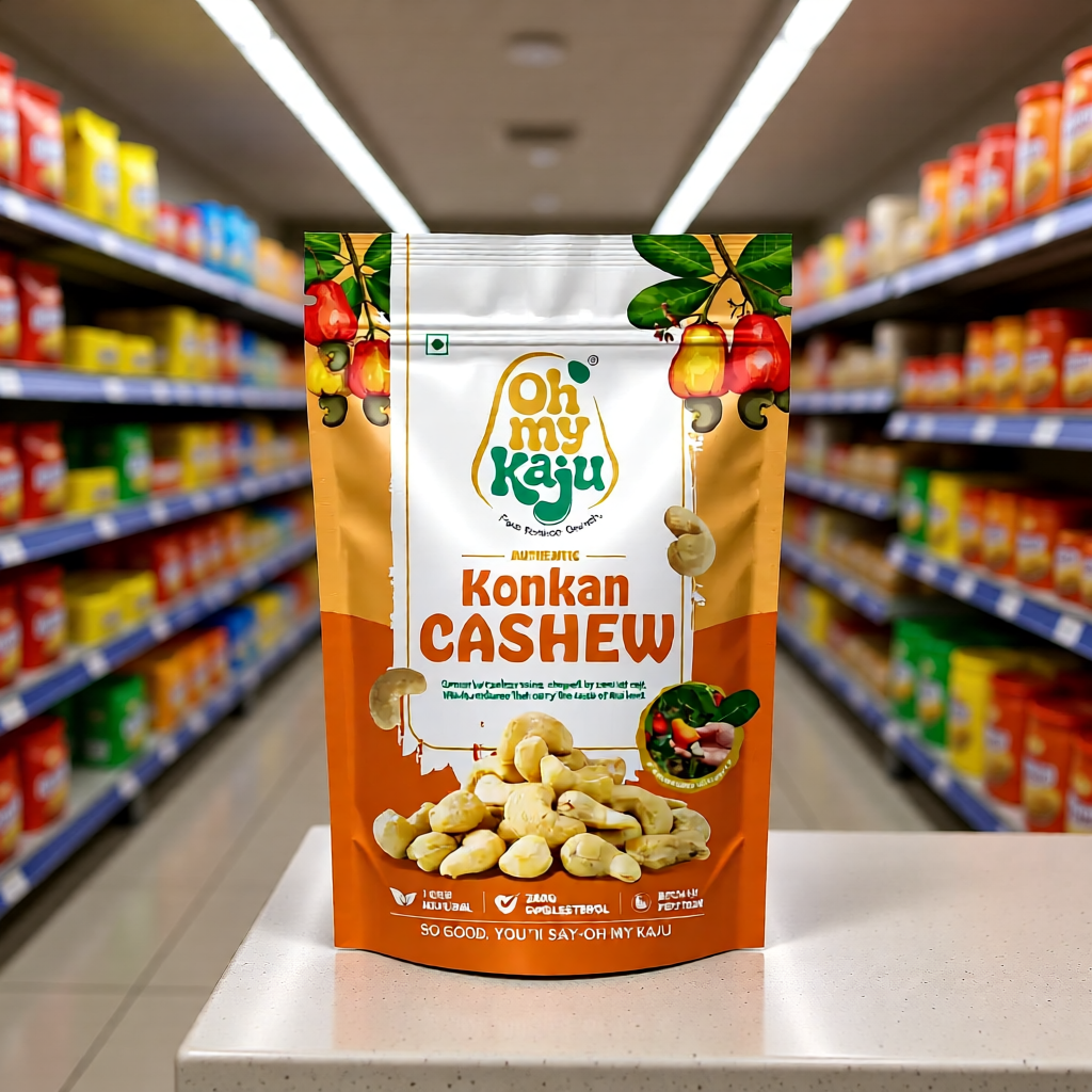 Packaged Konkan Cashew on a shelf in a supermarket