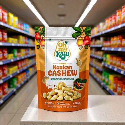 Packaged Konkan Cashew on a shelf in a supermarket