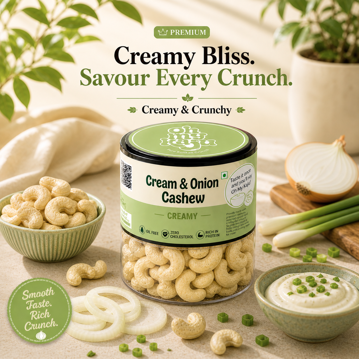 Cream & Onion Flavoured Cashews 125 gms