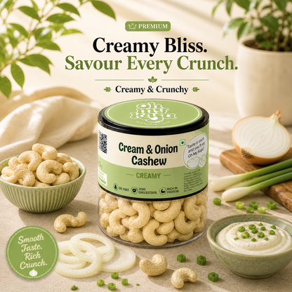 Cream & Onion Flavoured Cashews 125 gms