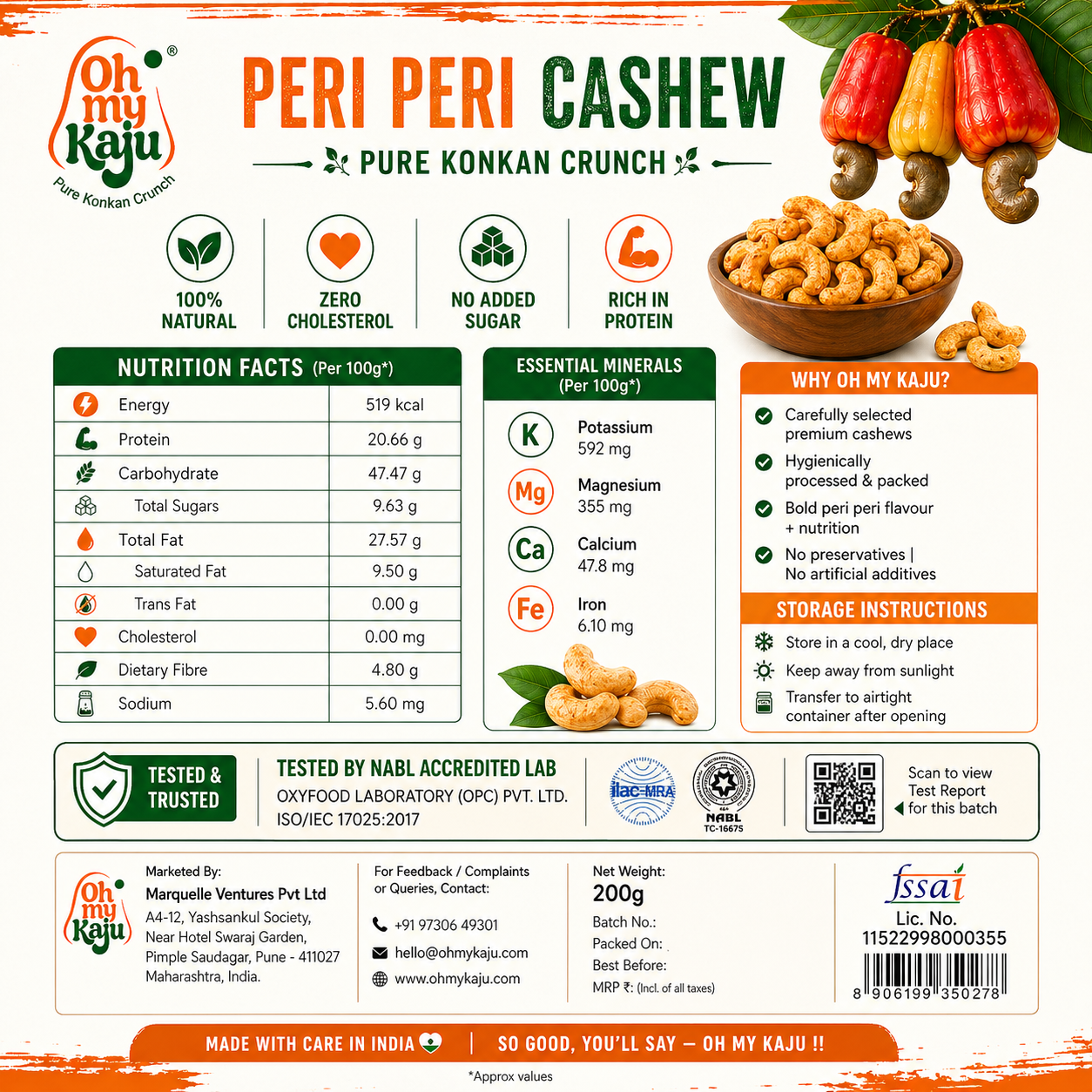 Peri Peri Punch Cashews 125 gms