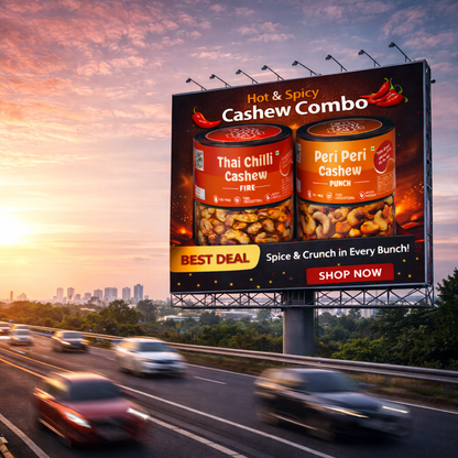 Oh My Kaju™ Hot & Spicy Cashew Combo Pack | Thai Chilli Fire + Peri Peri Punch | Premium Konkan Flavoured Kaju | Oil-Free, High Protein-100 gms each