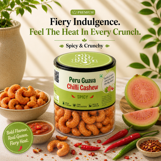 Oh My Kaju Peru Guava Chilli Cashew | Premium Flavoured Cashews | Sweet & Spicy Crunch | Protein Rich Healthy Snack | Zero Cholesterol | Gourmet Roasted Kaju