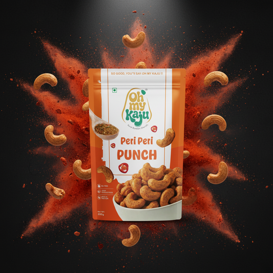 Peri Peri Cashews 200g | Premium Spicy Flavoured Kaju | Crunchy Roasted Konkan Cashew Nuts – Oh My Kaju