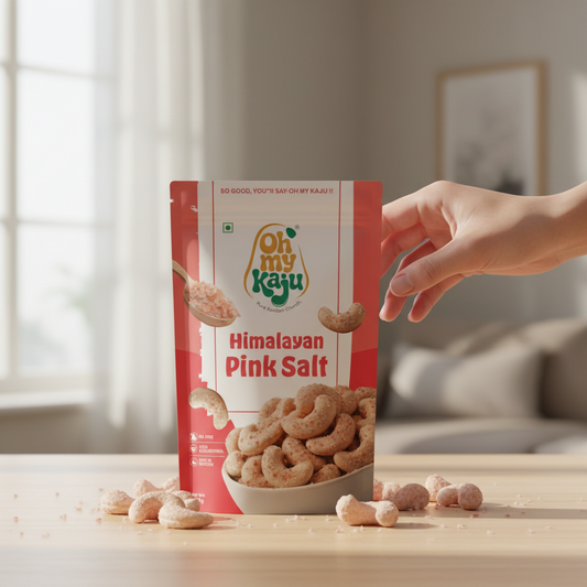 Himalayan Pink Salt Cashews 200g | Premium Roasted Salted Kaju | Healthy Flavoured Cashew Nuts – Oh My Kaju