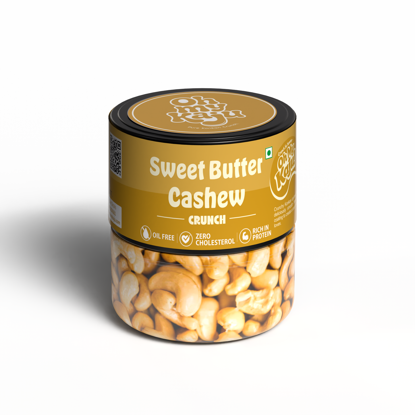 Container of Sweet Butter Cashew Crunch on a white background