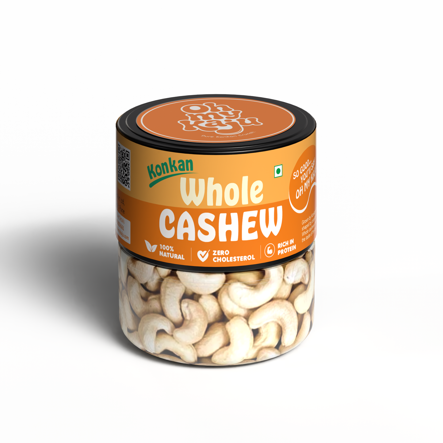 Oh My Kaju™  Konkan Cashew Combo – Peri Peri Flavoured & Whole Natural Cashews | High Protein Healthy Snack-100 gms each